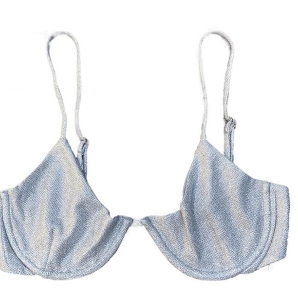 Danielle Guizio Lure Bikini Top in Silver Glitter size medium - Picture 8 of 8